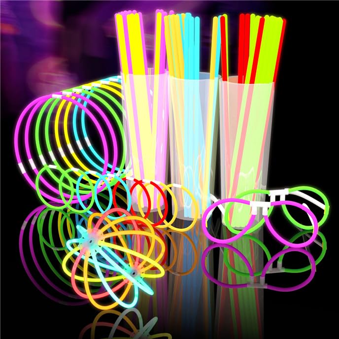 Glow Fever 209pcs Glow Sticks Bulk Party Pack includes 100 8"" Glow Sticks and 109 Accessories  with bonus connectors for glow sphere and eye glasses  for Party Festivals Rave Halloween - Image 2